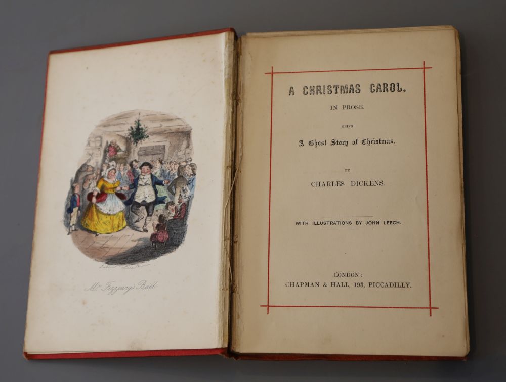 Dickens, Charles - A Christmas Carol ... Being a Ghost Story of Christmas, hand coloured engraved frontis, 3 other coloured plates and